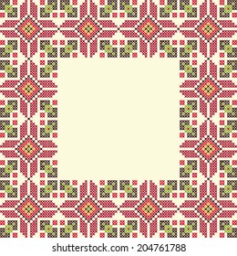 frame with imitation embroidery in ethnic style. vector drawing