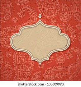 Frame in the Indian style in the background  with paisley pattern. Vector illustration.  Eps10.