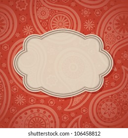 Frame in the Indian style in the background with paisley pattern. Vector illustration. Eps10.