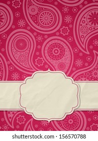 Frame in the Indian style in the background with paisley pattern. Vector illustration. Eps10.