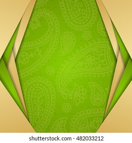 Frame in the Indian style in the background with paisley pattern. Vector illustration. Eps10.