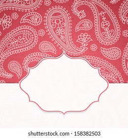 Frame in the Indian style on the background with paisley pattern. Vector illustration.