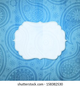 Frame In The Indian Style On The Wooden Background With Paisley Pattern. Vector Illustration.