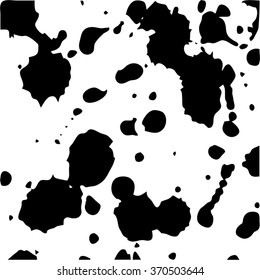 Frame of ink splashes and stains. Vector abstract black and white background.