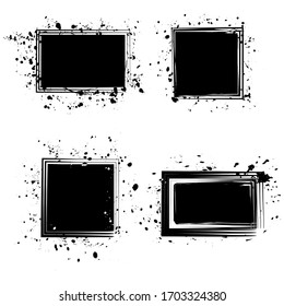 frame with Ink splatters. paintbrush Grunge box shape. vector distress textures. set of Banners, Logos, Icons, Labels and Badges