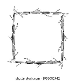 Frame for an inscription with leaves and stems. Vector illustration.