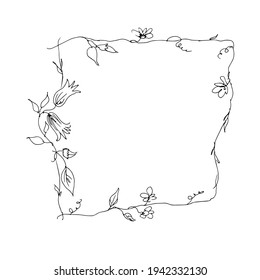 Frame for inscriptions, announcements, invitations, congratulations. Linear drawing, sketch.