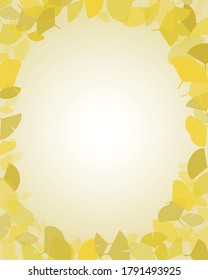 A frame inspired by autumn with gingko leaves scattered