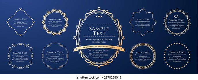 A frame inspired by celestial bodies. Fashionable headlines. Luxurious frame.