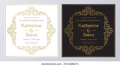 Frame for invitation in modern vintage style. Frame template for cards, posters, banners