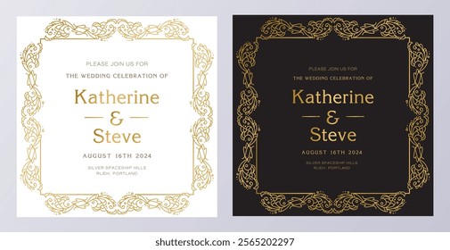 Frame for invitation in modern vintage style. Frame template for cards, posters, banners