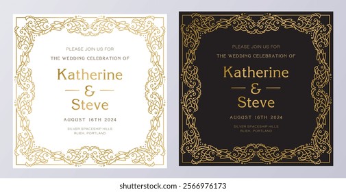 Frame for invitation in modern vintage style. Frame template for cards, posters, banners