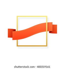 Frame isolated on white. Festive Ribbon for the congratulatory text. Decorative element. vector illustration
