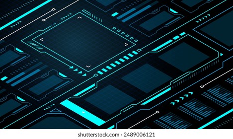 Frame isometric digital display technology futuristic hud vector design for digital media.