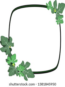 frame Ivy leaf gourd, tropical leaves.Drawing a flat vector illustration for a separate background, decorated with natural green concepts and hand-drawn leaves, isolated on a white background.