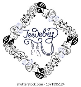 frame, jewelry, the inscription, pink, ink, vector