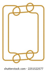 Frame from jute rope knots. Nautical, fishing and decorative nodes.