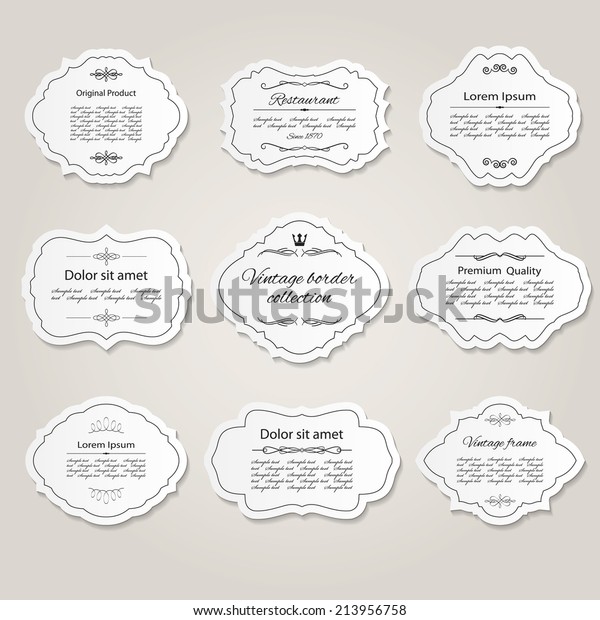 Frame
and label set with calligraphic design elements.
