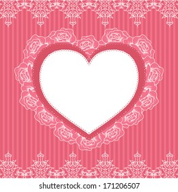 Frame of lace background with heart (clipping mask background)