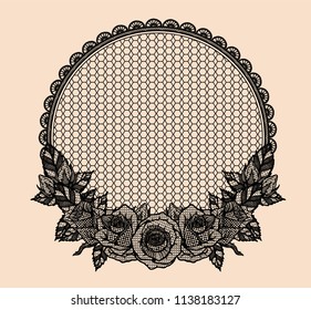 Frame lace rose  vector by hand drawing.Beautiful flower on brown background.Rose lace vector art highly detailed in line art style.Rose tattoo for body paint