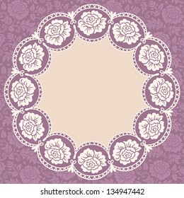 Frame with lace and roses