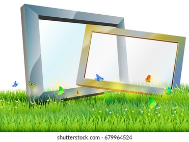 frame Lawn and blure sky