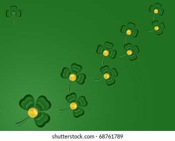 Frame leaf of a clover with a gold coin in the center, symbolizing day of Sacred Patrick