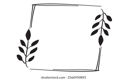 Frame leaf flower plant drawing black color element pattern flora decoration empty ornament border frame wedding banner spring dating romantic love autumn  summer graphic retro texture vintage frame 