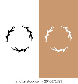 frame leaf logo design with flat black and white color style