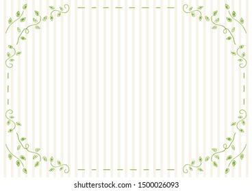 frame of leaf pattern and stitch with striped backdrop