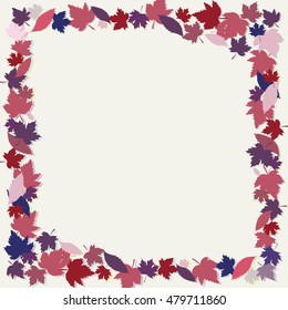 Frame with leafs. Colorful frame. Vector frame with leaves.