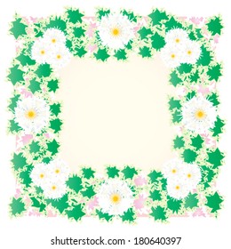 frame with leafs and flowers,