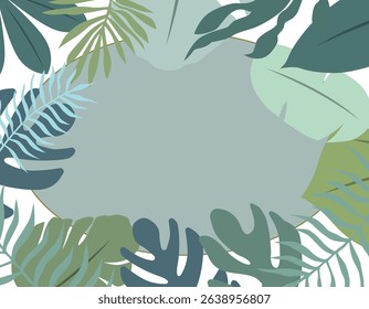 Frame of leaves. Abstract illustration with exotic jungle leaves. Design for you. EPS 10.