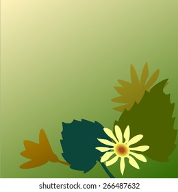Frame with leaves and chamomile