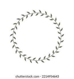 Frame from leaves. Circle graphic background for image. Leaves as frame isolated on white background. Vector illustration