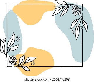 Marco con hojas y manchas de color. Ilustración del vector