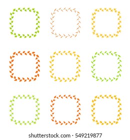 frame from leaves of different colors and types.