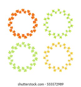 frame from leaves of different colors and types