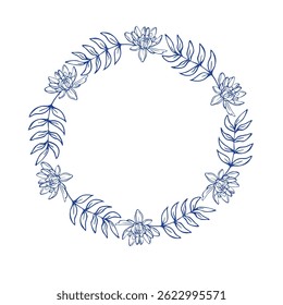 Frame of leaves and flowers