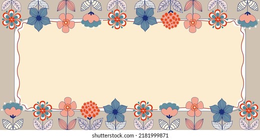 Frame With Leaves And Flowers Around And Important Announcements Inside. Framework With Different Plants All Over And Crutial Informations In. Floral Box With Recent Ideas.
