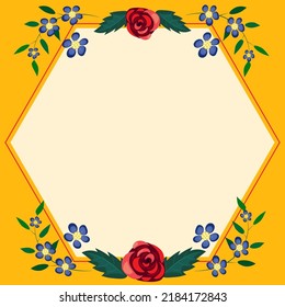 Frame With Leaves And Flowers Around And Important Announcements Inside. Framework With Different Plants All Over And Crutial Informations In. Floral Decor With Recent Ideas.