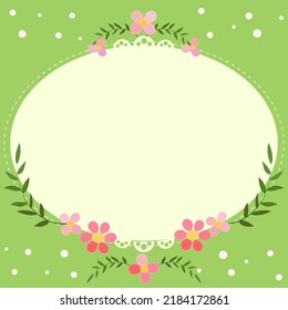 Frame With Leaves And Flowers Around And Important Announcements Inside. Framework With Different Plants All Over And Crutial Informations In. Floral Circle With Recent Ideas.