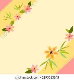 Frame With Leaves And Flowers Around And Important Announcements Inside. Framework With Different Plants All Over And Crutial Informations In. Floral Decor With Recent Ideas.