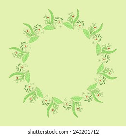 Frame with leaves and flowers. Vector