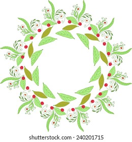 Frame with leaves and flowers. Vector