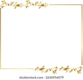 frame with leaves gold border Golden Border Warm Color Frame vector illustration. Good for banner, poster, greeting card, party card, invitation, template, advertising, campaign, and social media.