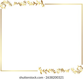 frame with leaves gold border Golden Border Warm Color Frame vector illustration. Good for banner, poster, greeting card, party card, invitation, template, advertising, campaign, and social media.