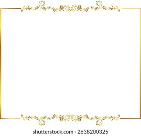 frame with leaves gold border Golden Border Warm Color Frame vector illustration. Good for banner, poster, greeting card, party card, invitation, template, advertising, campaign, and social media.