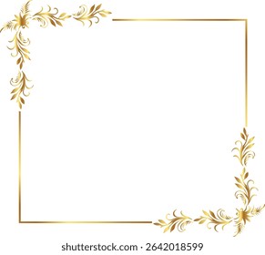 frame with leaves gold border Golden Border Vector illustration.
Good for banner, poster, greeting card, party card, invitation, template, advertising, campaign, and social media. 

