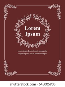  frame of leaves. Hand draw vector decorative element. Book cover, postcard